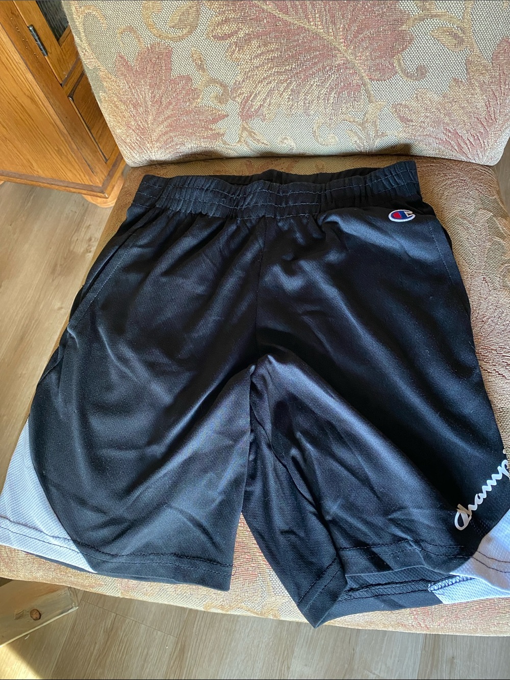 Champion Black Athletic Shorts with White Trim